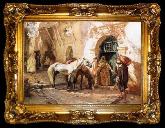 framed  unknow artist Arab or Arabic people and life. Orientalism oil paintings  330, ta009-2